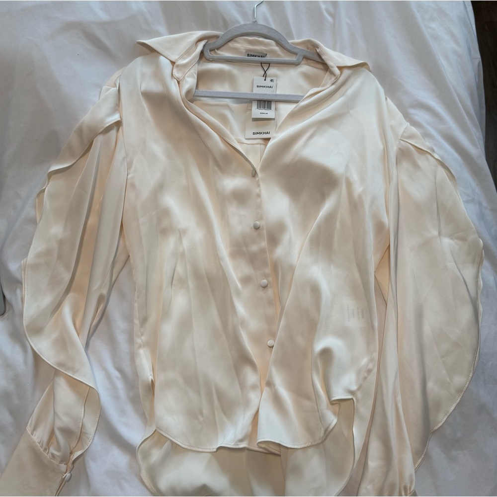 Simkhai Cream Button-Up Blouse